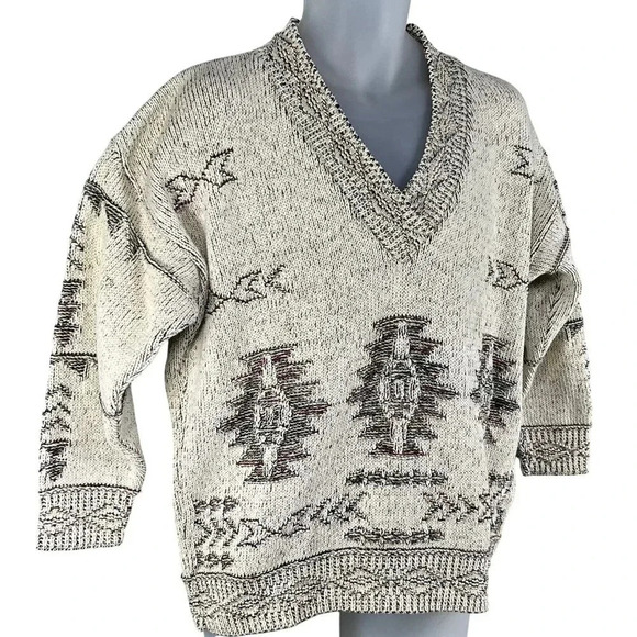 Vintage Equipt Mens L-XL Aztec Pullover Sweater Southwestern Cotton Blend Hippie - Picture 8 of 16